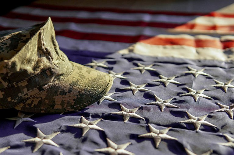 military hate on an american flag