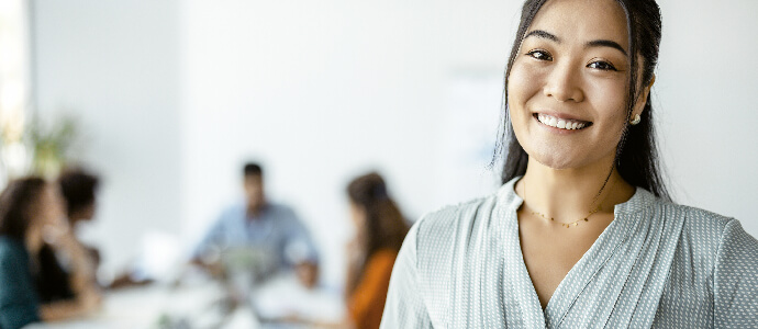 smiling woman in office