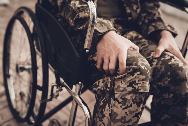 Disabled veteran on a wheelchair