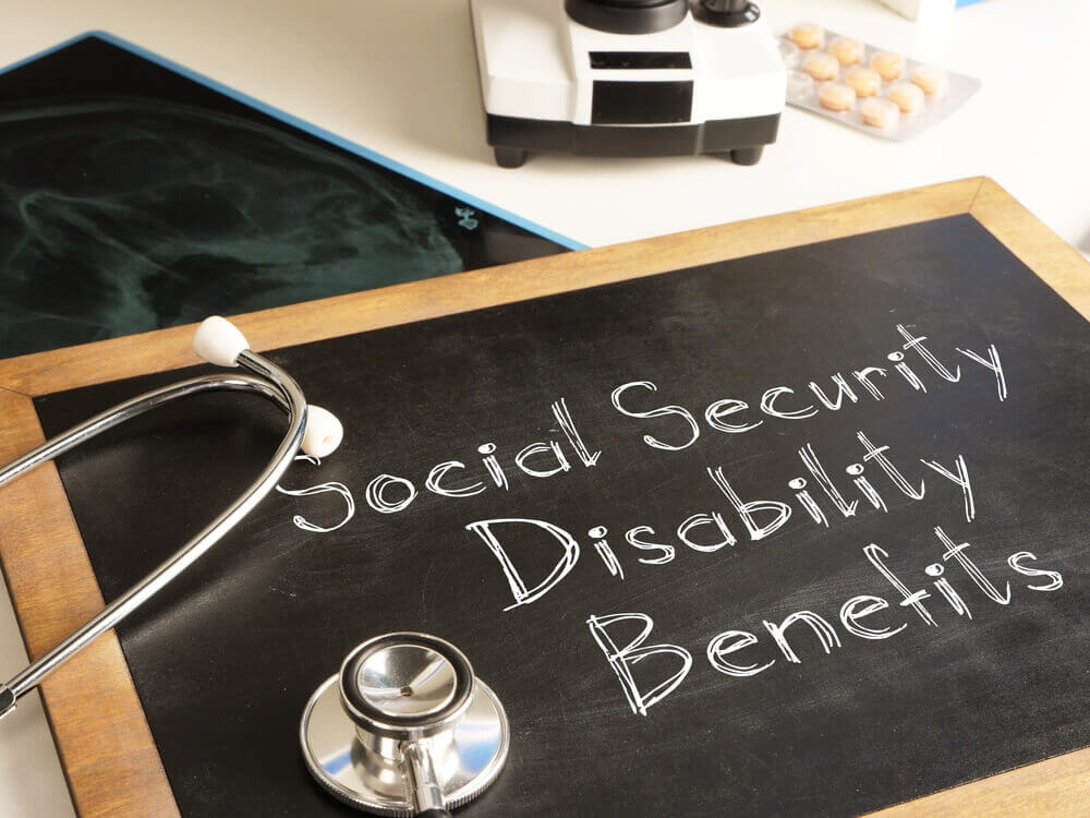Social Security Disability Benefits are shown on a business photo using the text.