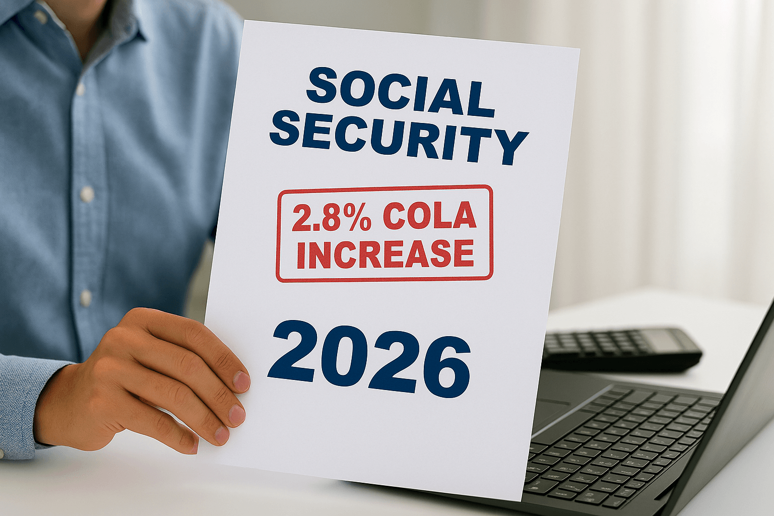 Person reviewing a Social Security notice showing the 2026 COLA increase, symbolizing how disability beneficiaries will see higher monthly payments.