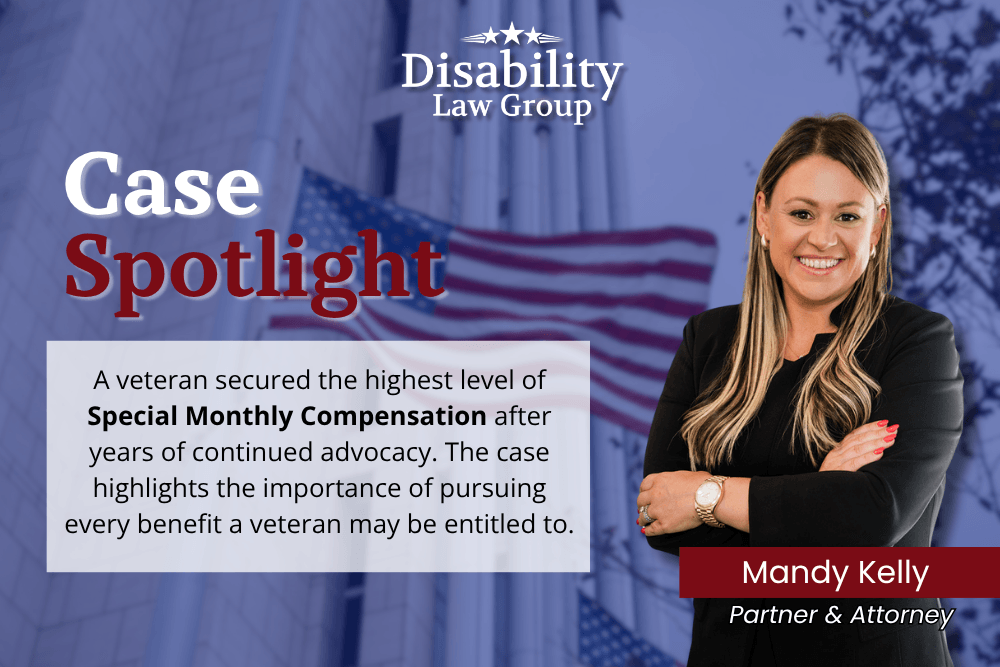 VA Case Spotlight featuring $1,088,154 in retroactive benefits secured through Special Monthly Compensation